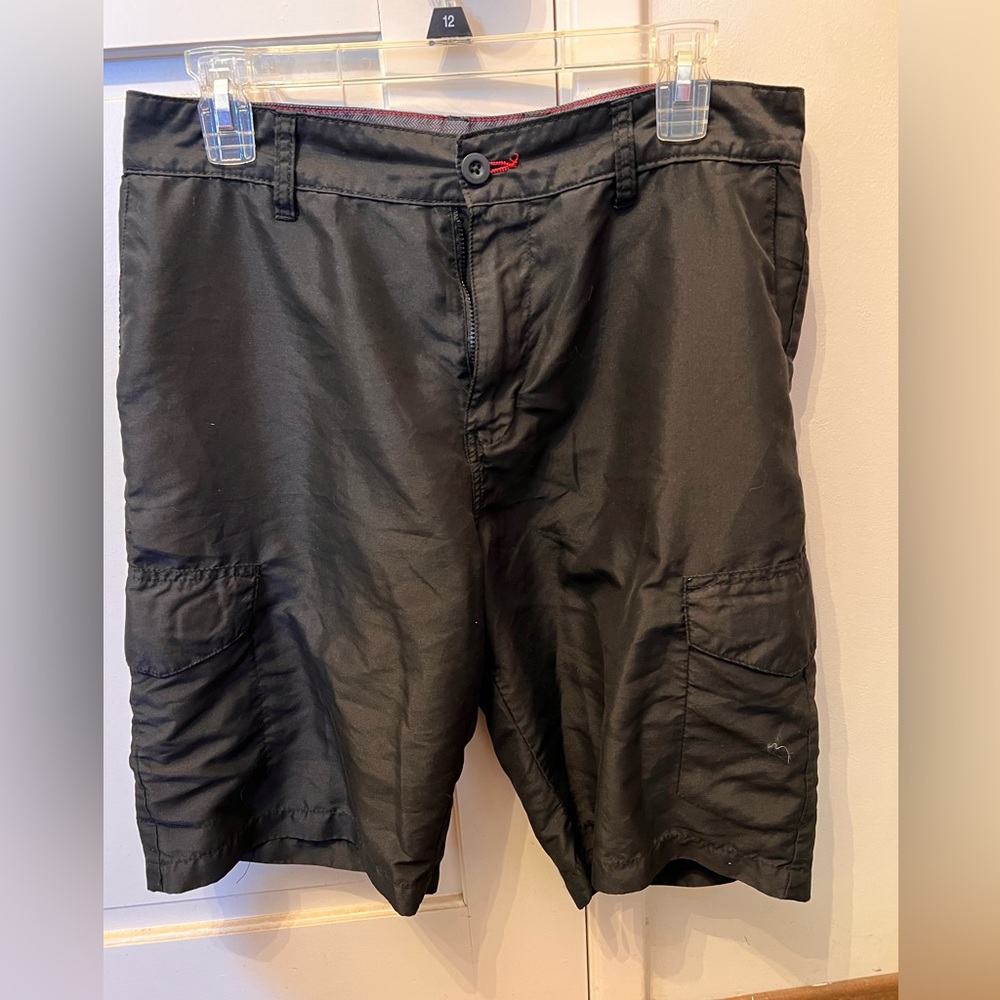 Subculture men’s black with button zipper fly back and side pockets cargo short